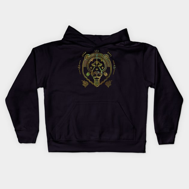 Leo Zodiac Gold Abalone Kids Hoodie by Nartissima